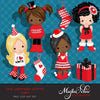 Christmas Clipart. Cute Christmas Outfits for Girls
