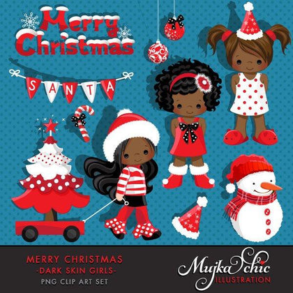 Christmas Clipart Noel Graphics, black Girl