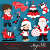 Christmas Clipart. Polka dot cute Noel Characters, boys