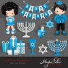 Hanukkah Clipart, gráfico de niña y niño, imágenes prediseñadas religiosas