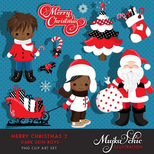 Merry Christmas Clipart African American black Boy 2