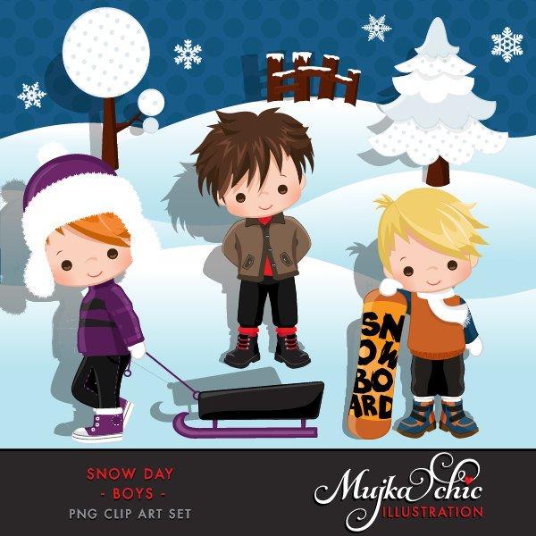 Snow Day Clipart. Boys winter graphics