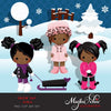 Snow Day Clipart African American Girl in winter clothing