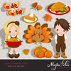Clipart de acción de gracias, otoño, niños y niñas, otoño