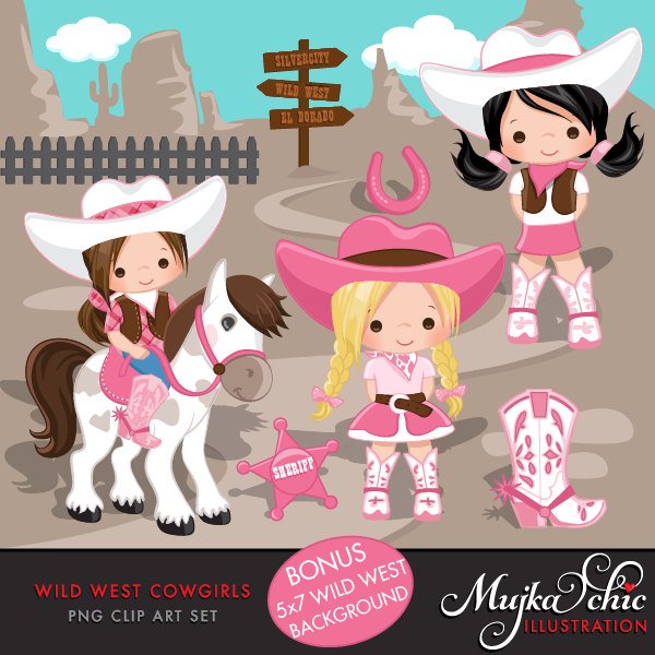 pink cowboy hat and boots clipart