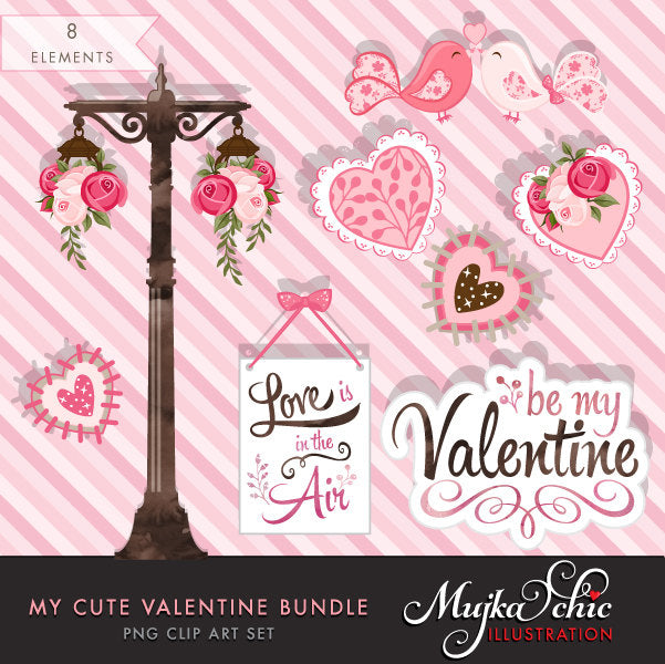 Valentine Clipart and Invitation Bundle with Cute Characters