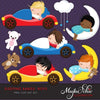 Sleeping Babies in car beds, baby clipart