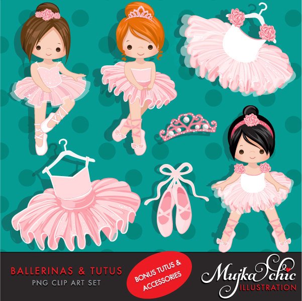 Pink Ballerina Clipart, Cute pink tutu girls