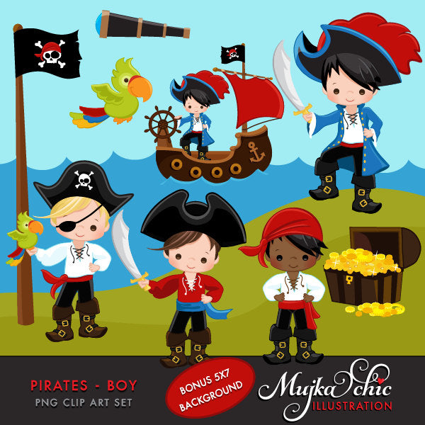 Imágenes Prediseñadas de niño pirata