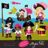 Pirate Clipart Pink girl treasure island