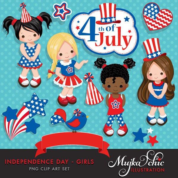 4th of July, Independence Day Girls Clipart