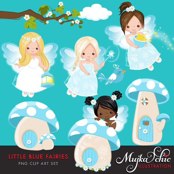 Little Blue Fairy Clipart, girl