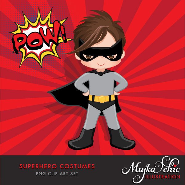 Superhero clipart, super boy costume
