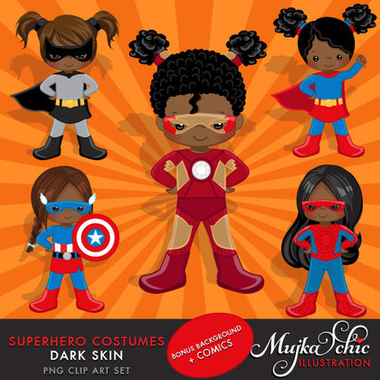 Superhero Clipart. Super black girl Costumes
