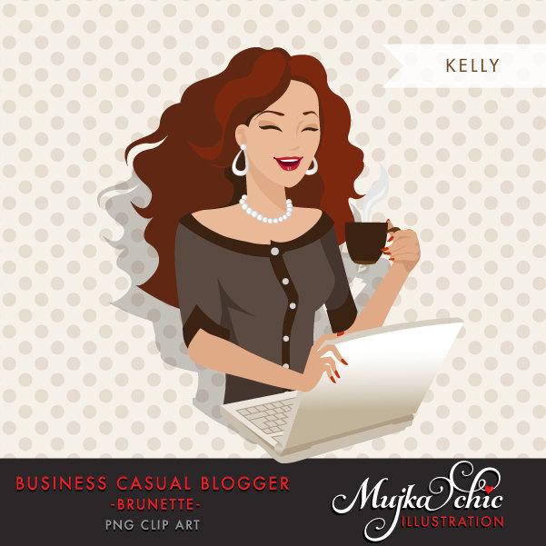 Brunette Blogger Character in Business Causal outfit
