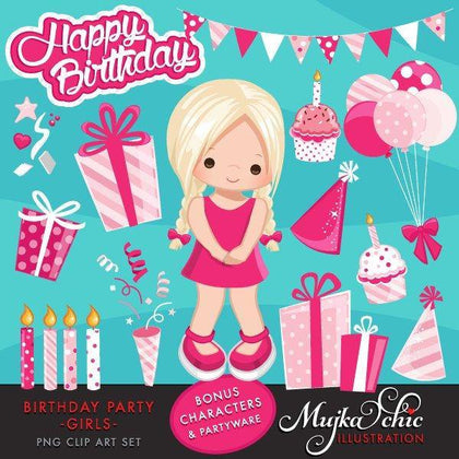 Girl Birthday Party Clipart