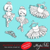 Girl Ballerina Digital Stamps with cute characters
