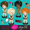 Pink & Glitter Make up Party for girl Clipart