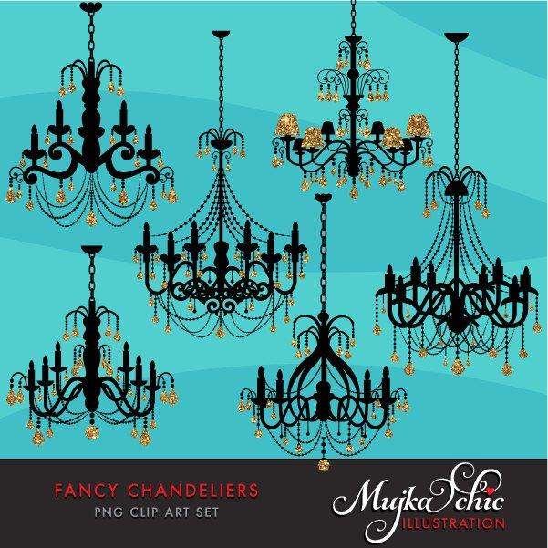 Clipart extravagante de lustre de folha de ouro com cristais brilhantes