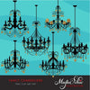 Fancy Gold Foil Chandelier Clipart with glitter crystals