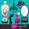 Glitter Make up Party for girl Clipart
