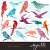 Free Fall Watercolor Bird Silhouettes Clipart. Animal graphic