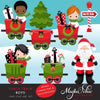 Christmas Santa Train Boys Clipart