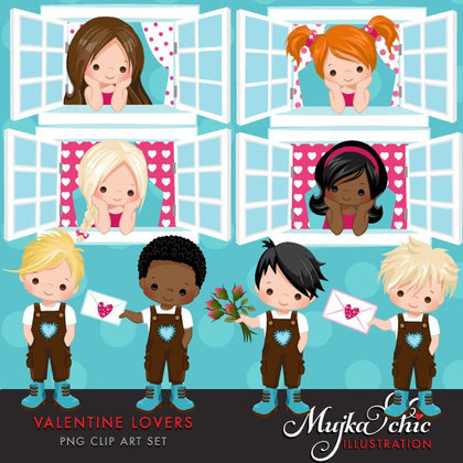 Valentine's day clipart. Lovers Window Serenade