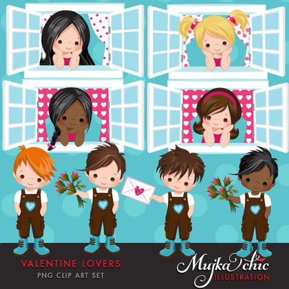 Valentine's day clipart. Lovers Window Serenade