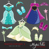 Princess dress Clipart with cute, version 2