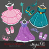 Princess dress Clipart with cute, version 2