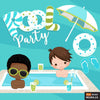 Pool Party Clipart for Boys summer