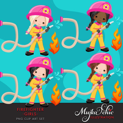 Firefighter Girls Clipart